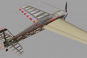 F 航模图纸可激光切割翼展1.7米 三维建模二维图纸 资料发邮箱 sbach-rc-model