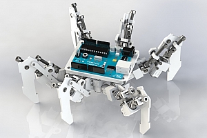 H 螺杆驱动六脚蜘蛛机器人 三维建模图纸资料 screw-driven-hexapod