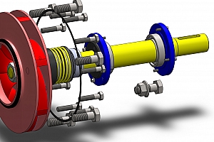 B 离心式水泵 蓝色 机械设计参考资料 三维模型 centrifugal-pump-assembly
