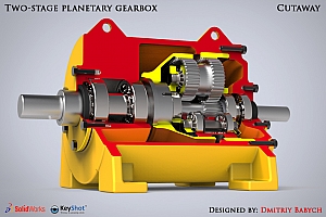 B 两级行星齿轮减速箱 三维立体数字模型 资料发邮箱 two-stage-planetary-gearbox