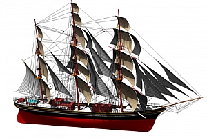 C2古帆船模型 船模 机械设计参考资料 三维模型clipper-stad-amsterdam-1