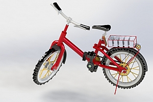 E 折叠自行车 红色 3D建模bike-foldable