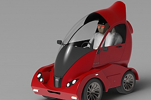 E 微型电动汽车概念车 红色 车辆模型 3D模型建模图纸hotaru-micro-electric-car-concept