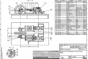 水平式双气缸蒸汽发动机 蒸汽革命动力 详细平面图纸+3D建模