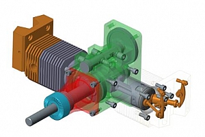 双缸对置四冲程活塞发动机 三维建模设计资料