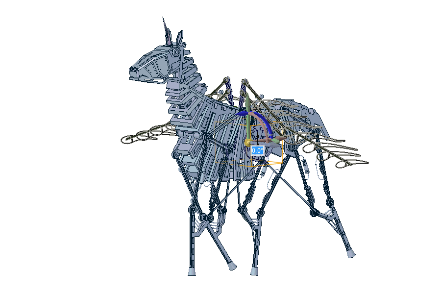 有创意的机器人机械马独角飞马文艺女神坐垫四组行走3D模型创新pegasus-unicorn