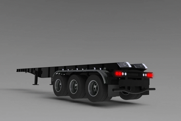 拖车 重型拖车模型 车辆模型 机械设计图纸资料henred-fruehauf-tri-axle-trailer